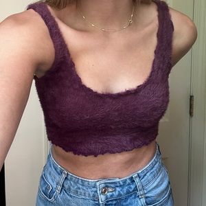 Fluffy Purple Crop Top